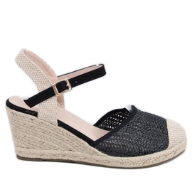 Černé espadrilky na klínové patě DZ8006 Black béžový černý