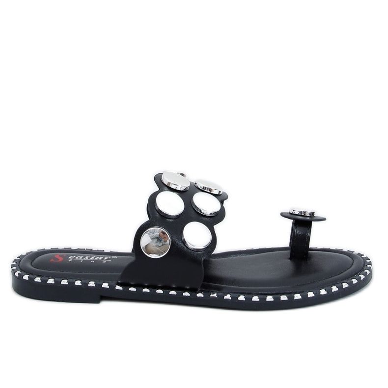 Černé žabky SK78P Černé černá stříbrný