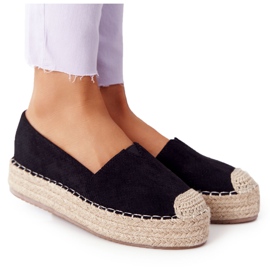 Espadrilles On The Straw Platform Black Highway černá