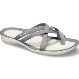 Dámské pantofle Crocs Swiftwater Webbing Flip W světle šedá 205479 Oct.