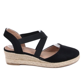 Černé espadrilky na nízkém klínovém podpatku 9R65 Black černý