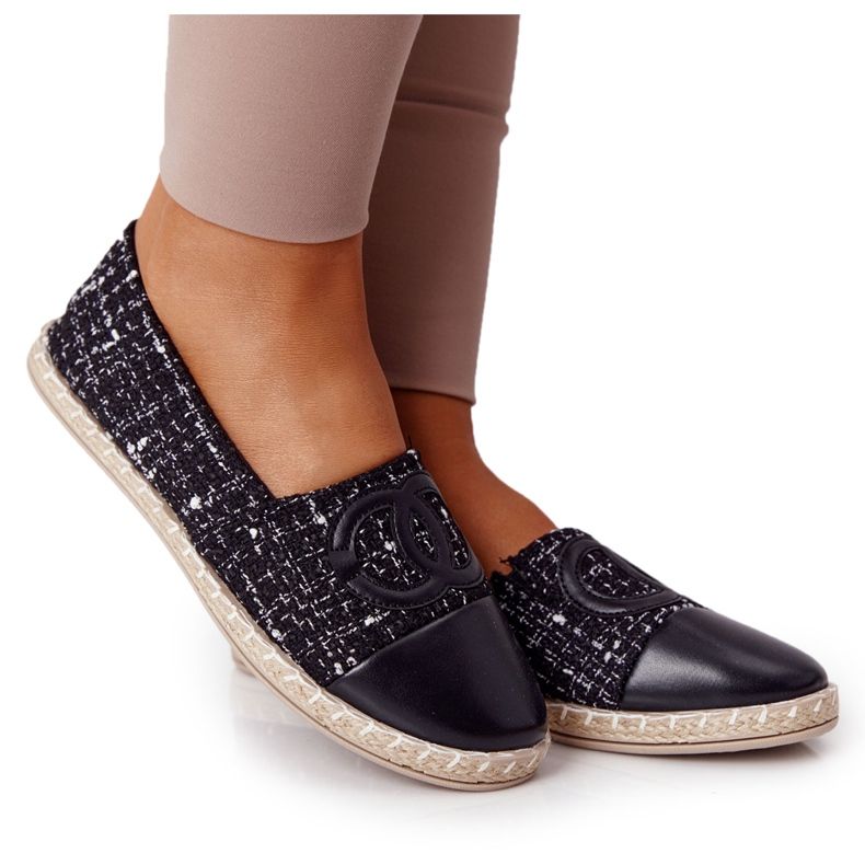 EVE Elegantní dámské černé espadrilky Be My Love béžový černá