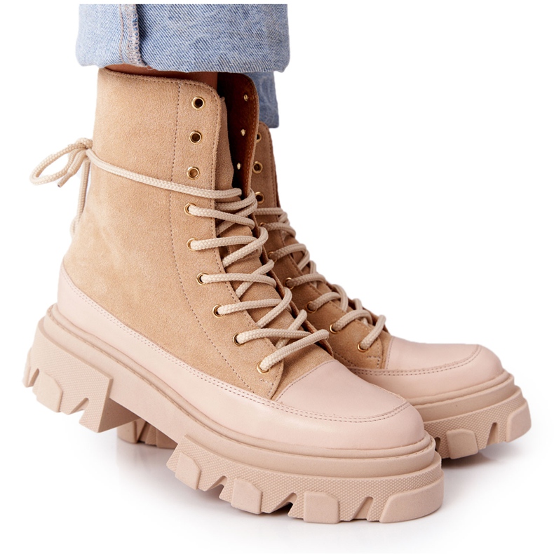 Semišové boty Workery Lewski Shoes 3007-0 Sand béžový vícebarevný