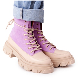 Semišové boty Workery Lewski Shoes 3007-0 Violet béžový fialová