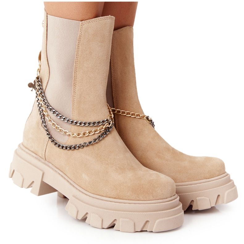 Lewski Shoes Boty Suede Sztyblety Workery Lewski 2998-0 Sand béžový vícebarevný