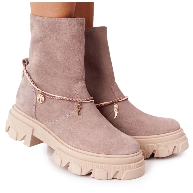 Semišové boty Workery Lewski Shoes 3006-0 Beige béžový