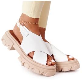 Lewski Shoes Kožené sandály na platformě boty Lewski 3018-0 bílé bílý Lewski Shoes Kožené sandály na platformě boty Lewski 3018-0 bílé bílý