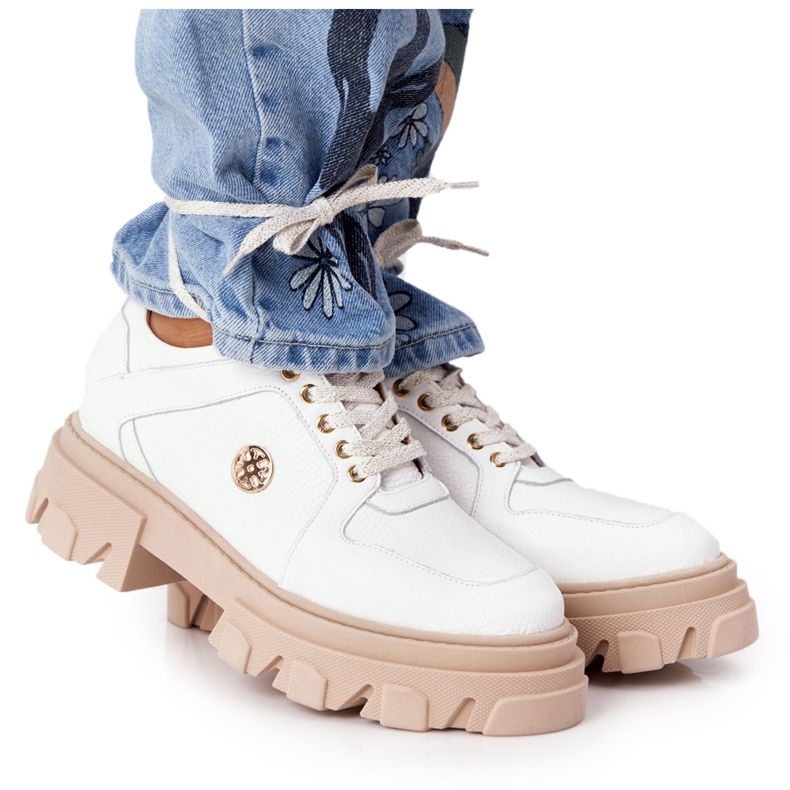 Lewski Shoes Kožené boty Oxfords Lewski 3011-0 bílé bílý