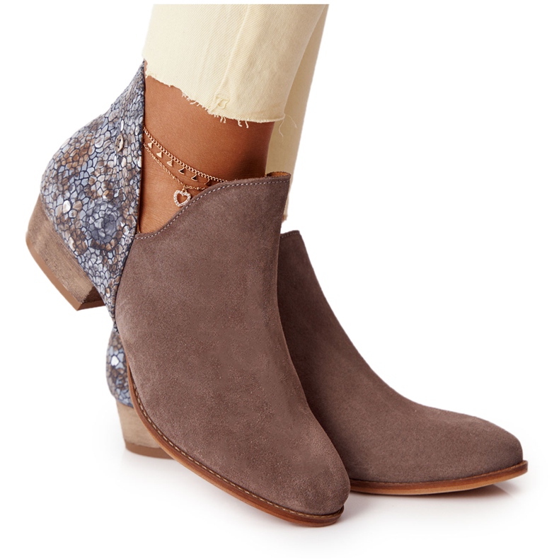 Dámské kožené kozačky Maciejka Dark Beige 04091-65 béžový