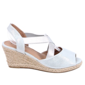Stříbrné sandály espadrilky na klíncích stříbrné 9R38 Silver stříbro