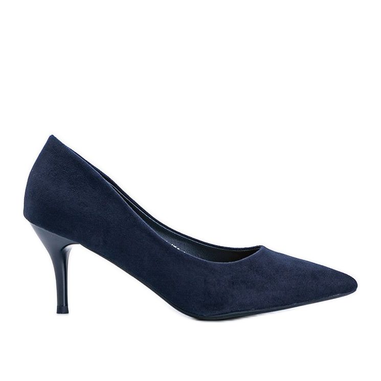 Tmavě modré lodičky na jehlovém podpatku z eko semiše Anissa námořnická modrá