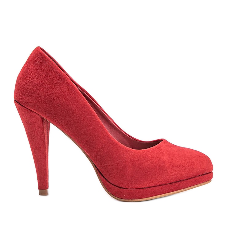 Červené eko semišové lodičky na platformě Chana