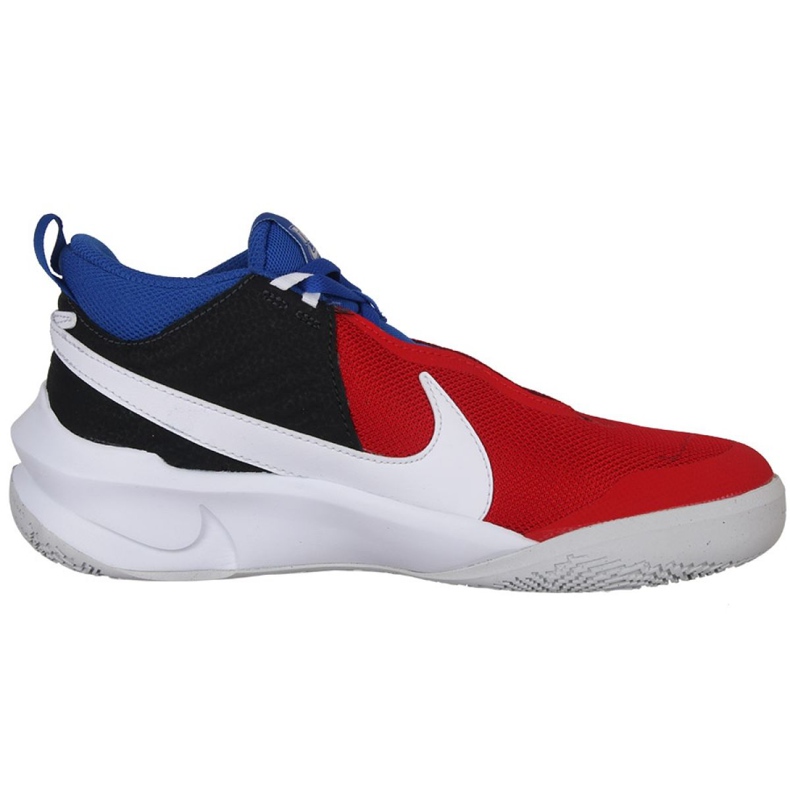 Basketbalové boty Nike Team Hustle D 10 Big Basketball Shoe Jr CW6735 005 červená, bílá, červená, námořnictvo červené