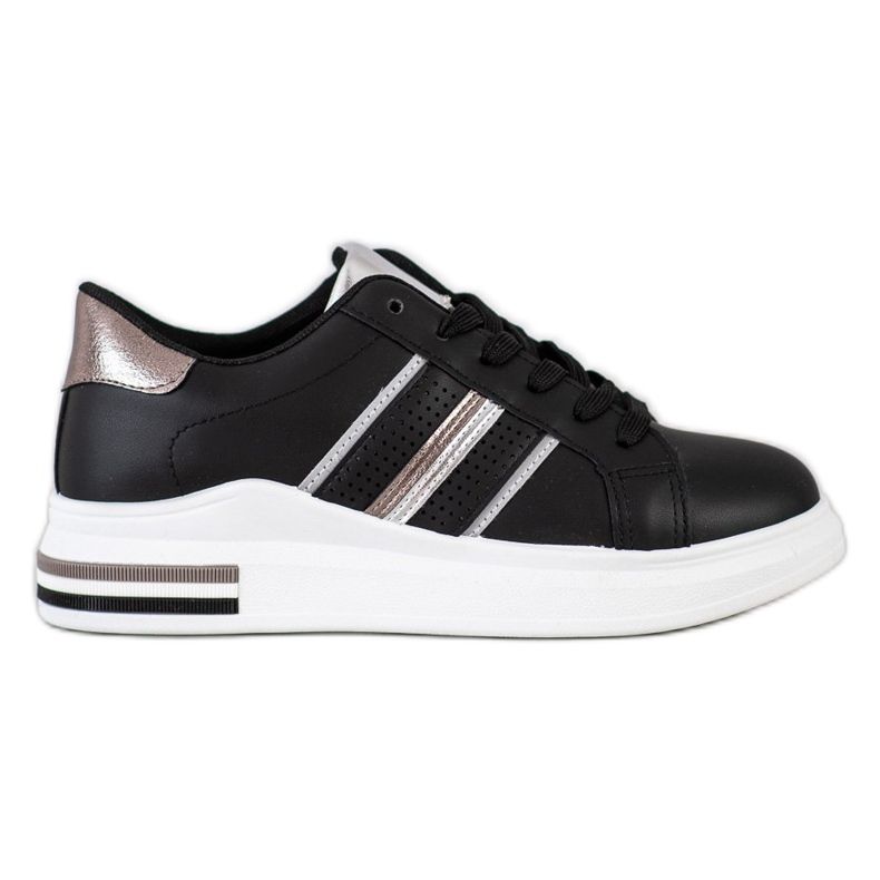 SHELOVET Neformální černé sportovní boty černá stříbrný