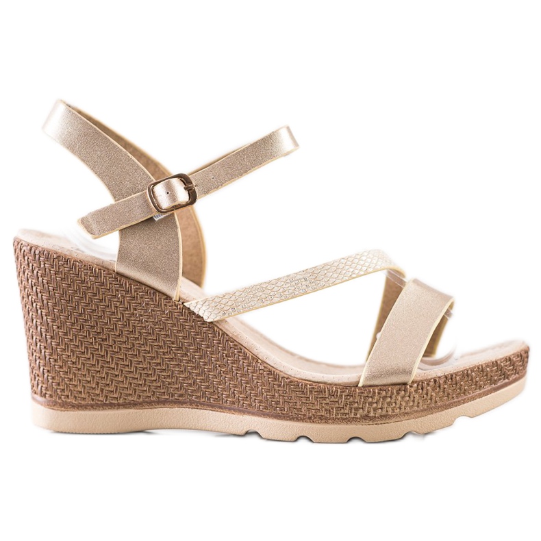 Sabatina Zlaté sandály na klínku zlatý