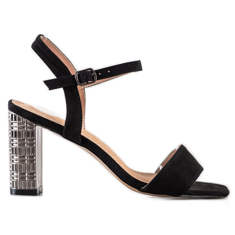 S. BARSKI Klasické sandály s ozdobnou patou S.BARSKI černá stříbrný