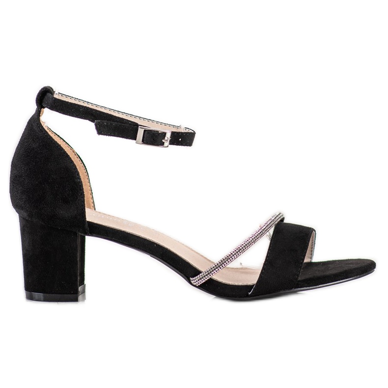 Goodin Elegantní sandály s kubickým zirkonem černá stříbrný Goodin Elegantní sandály s kubickým zirkonem černá stříbrný