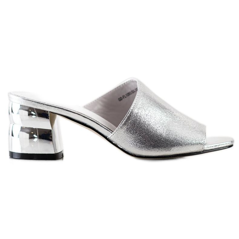 Goodin Pantofle s ozdobnou patou stříbrný