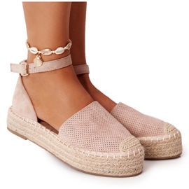 MSMG Espadrilles On The Straw Platform Beige Bali béžový