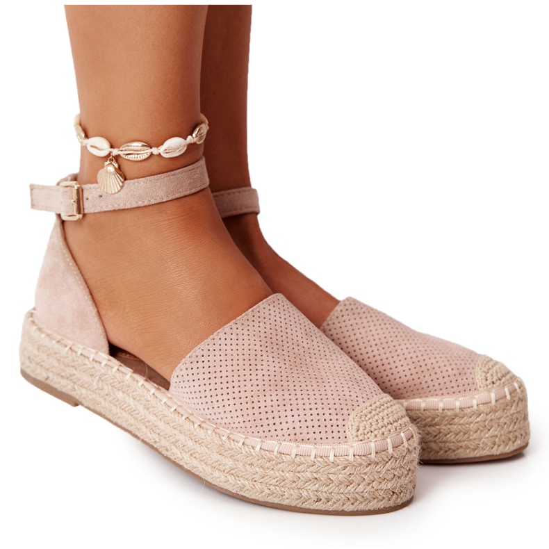 MSMG Espadrilles On The Straw Platform Beige Bali béžový