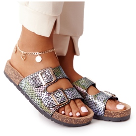 MSMG Černé boa sandály na korkové podrážce černá vícebarevný MSMG Černé boa sandály na korkové podrážce černá vícebarevný