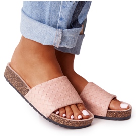 MSMG Kožené pantofle na korkové podrážce světle růžová Catalina růžový MSMG Kožené pantofle na korkové podrážce světle růžová Catalina růžový