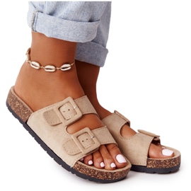 MSMG Béžové semišové pantofle Jennifer na korkové podrážce béžový MSMG Béžové semišové pantofle Jennifer na korkové podrážce béžový