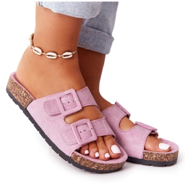 MSMG Semišové pantofle na korkové podrážce světle fialové Jennifer fialový MSMG Semišové pantofle na korkové podrážce světle fialové Jennifer fialový