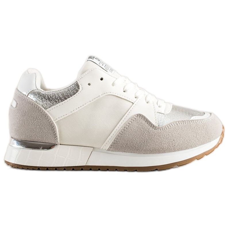 SHELOVET Stylové BÍLÉ A ŠEDÉ tenisky bílý šedá