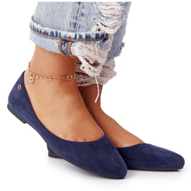 Semišové balerínky Sergio Leone BL622 Navy blue námořnická modř