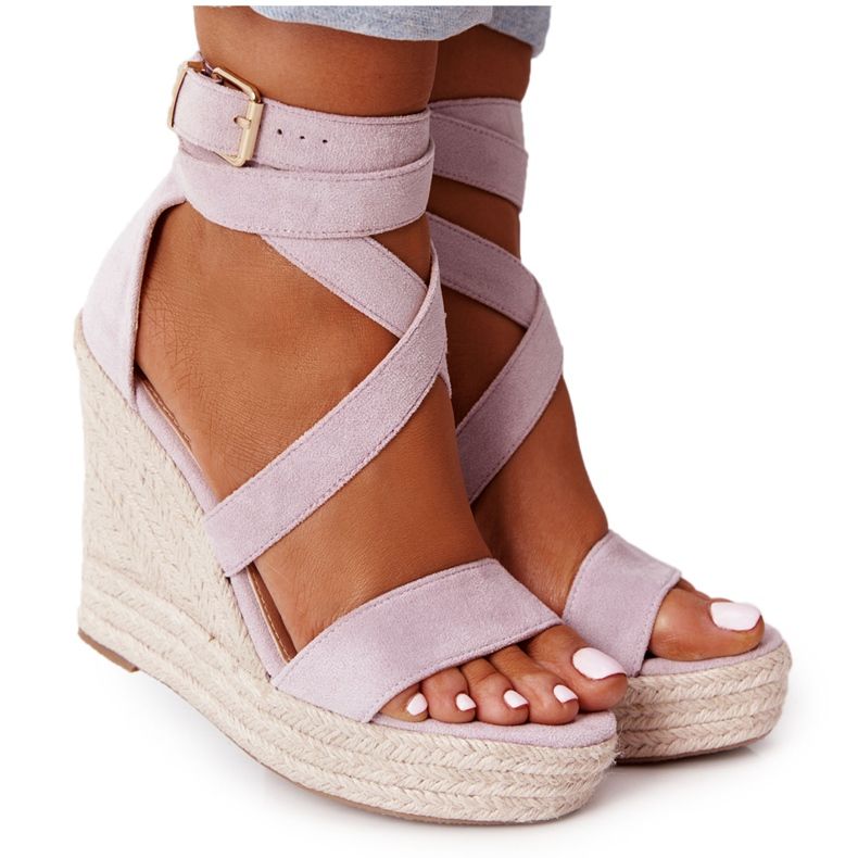 MSMG Klínové sandály s pleteným fialovým lanzarotem