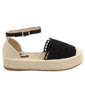 Černé krajkové espadrilky 888-85 černé černý