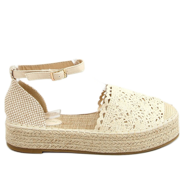 Béžové krajkové espadrilky 888-85 Béžové béžový