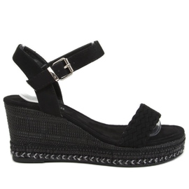 Černé klínové sandály LL-31 Black černá Černé klínové sandály LL-31 Black černá