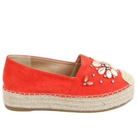 Oranžové espadrilky s mušlemi 2798 Orange pomerančový