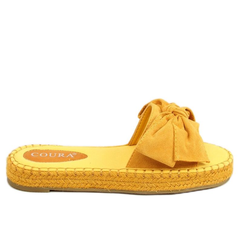 Pantofle espadrilky s mašlí medová 266 Žlutá Pantofle espadrilky s mašlí medová 266 Žlutá
