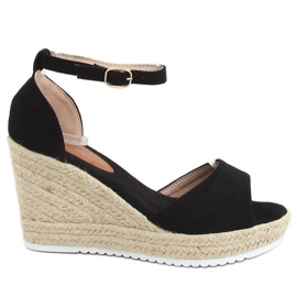 Černé sandály espadrilky na klíncích 888-89 Black černý