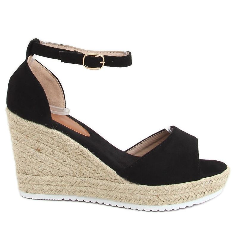 Černé sandály espadrilky na klíncích 888-89 Black černá