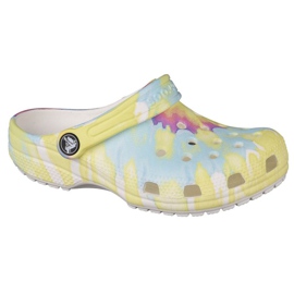 Crocs Classic Tie-Dye Graphic K Clog Jr 205451-94S vícebarevný žluť