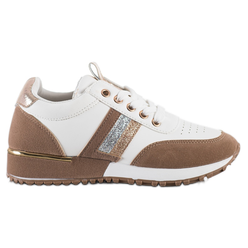 SHELOVET Tenisky se semišovou vložkou bílý hnědý SHELOVET Tenisky se semišovou vložkou bílý hnědý