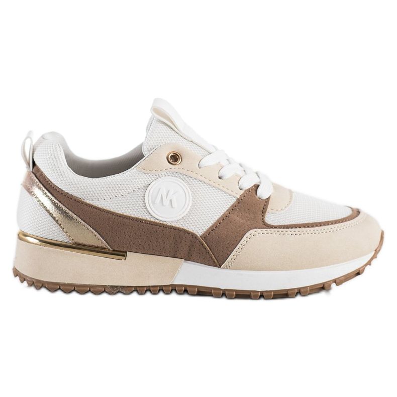 SHELOVET Módní BÍLÉ A BÉŽOVÉ tenisky béžový bílý