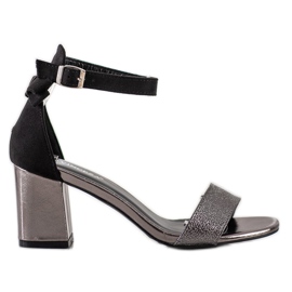 Sandály s mašlí VINCEZA černý šedá