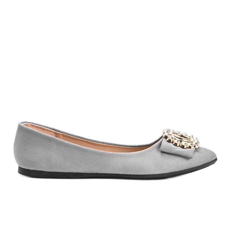 Šedé balerínky zdobené kameny Ciara šedá