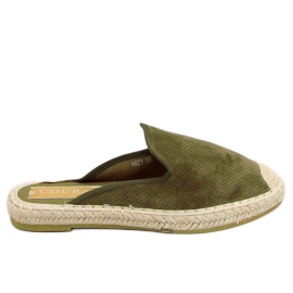 Zelené 4821 Zelené espadrilky dámské pantofle zelený