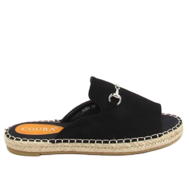 Černé pantofle espadrilky se sponou 8294 Black černý