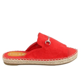 Pantofle espadrilky se sponou červená 8294 červená červený