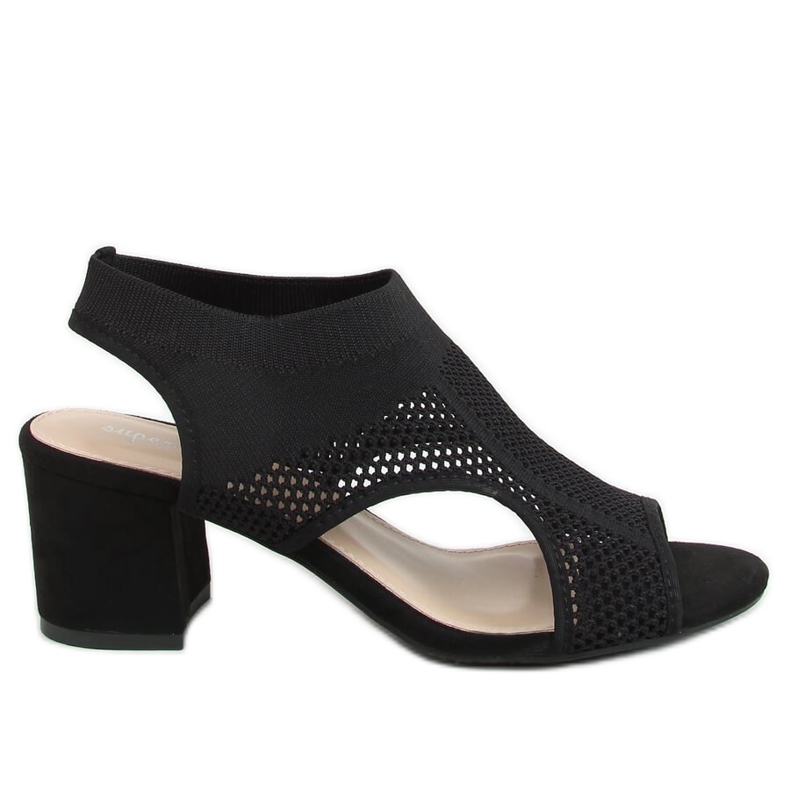 Černé 8044 Černé sandály na vysokém podpatku černá