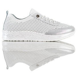 Goodin Bílé a stříbrné kožené tenisky bílý Goodin Bílé a stříbrné kožené tenisky bílý