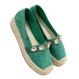 Espadrilky s kameny zelené 100-131-SC-1 zelené zelená