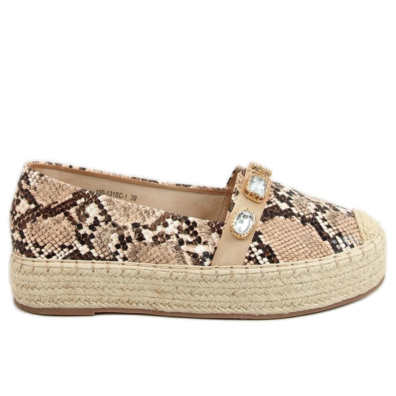 Espadrilky s hadími kameny 100-131-SC-1 Taupe Snake béžový hnědý Espadrilky s hadími kameny 100-131-SC-1 Taupe Snake béžový hnědý